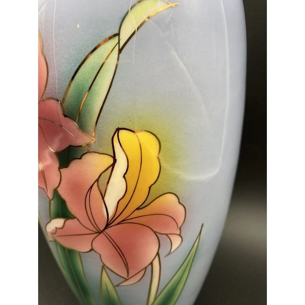 Sigma Taste Setter Large Ceramic Blue Floral‎ Vase Approx 10 inches tall